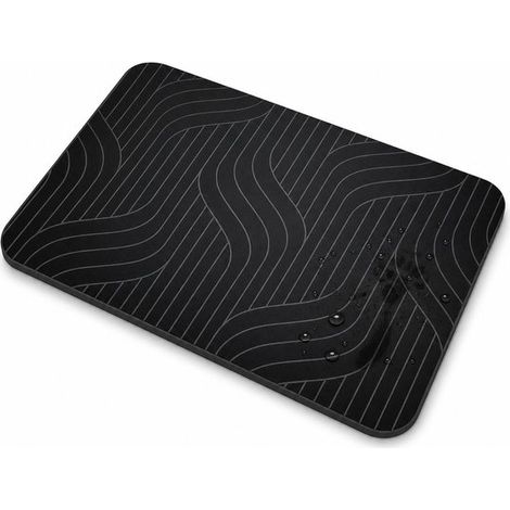 Tapis de bain en diatomite 40 x 60 cm, pierre à séchage rapide avec dos en caoutchouc antidérapant, absorbant pour douche, lavabo et cuisine, noir