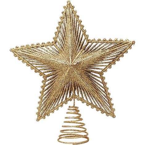 Étoile Pour Sommet De Sapin De Noël - En Métal Doré - 23 x 20 cm - Avec Lumières Douces Intégrées - Pour Décoration Intérieure Et Extérieure - 1 Pièce (1/5)