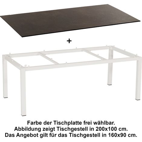 Sonnenpartner Gartentisch Base 160x90 cm Aluminium weiß Tischsystem