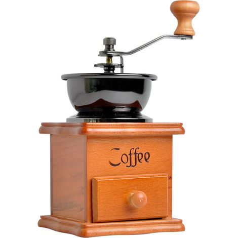 Moulin à café manuel marron avec mouture réglable pour expresso, cafetière à piston et café filtre, idéal pour la maison, le bureau et les voyages.-AquaForge (1/2)