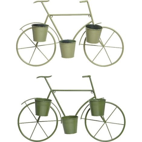 BICI CON FIORIERE 72X15XH45CM VERDE 1 PZ