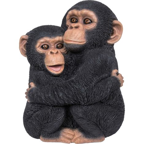 Chimpanzés enlacés en résine 35 cm (1/3)
