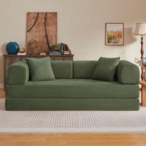 Divano componibile senza struttura rigida, divano letto trasformabile in letto, divano per pavimento tatami per soggiorni, camere da letto e appartamenti. Divano pieghevole completo di 2 cuscini e str (1/5)