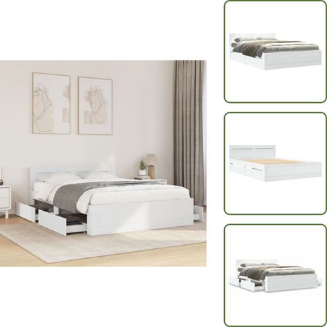 Lattenrost - vidaXL Bettgestell mit Kopfteil ohne Matratze Weiß 120x190 cm - Schubladen
