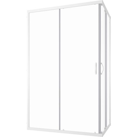Box Doccia Scorrevole 70x120 cm Profili in Alluminio Bianco Vetro 4mm Trasparente h185 - Reversibile Mod. Grenada