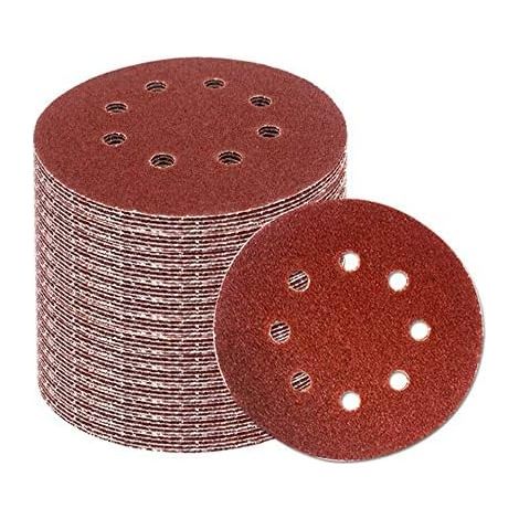 Lot de 40 disques de ponçage grain 1500, 8 trous, 125 mm crochet et boucle à changement rapide pour ponceuse orbitale aléatoire (1/5)