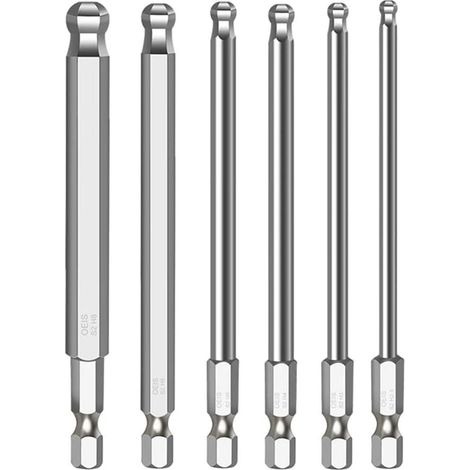6 embouts, H3/4/5/6/8/100mm, acier allié, boule, aimantés (1/5)