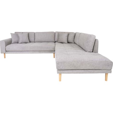 Lido canapé d'angle tourné vers la droite avec 4 coussins gris clair. (1/2)