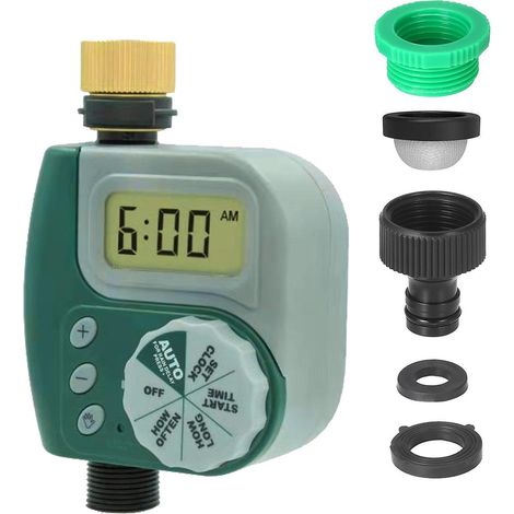 Digitaler programmierbarer Bewässerungstimer, wetterfest, für Garten, Rasen, Wasserhahn und Schlauch, automatische Bewässerung, Co-UK – Dunkelgrün