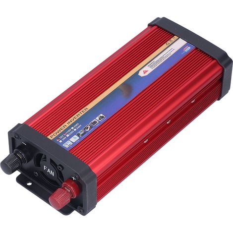 Convertisseur 12V-110V 1000W Onde Modifiée, Prise Allume-Cigare, 2 Ports USB Charge Rapide, Aluminium Rouge, Onduleur Voiture Puissant (1/5)