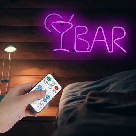 Lettre lumineuse décorative LED néon en forme de « BAR » pour bar de chambre ou salle de bain (violet) (1/5)