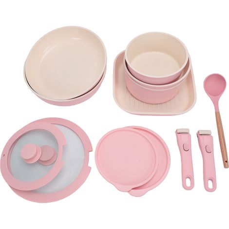 Ensemble de casseroles et poêles avec poignée amovible, ustensiles de cuisine à Induction antiadhésifs en aluminium pour la cuisine, lavable au lave-vaisselle (1/5)