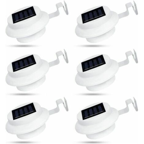 QORVA-Lot de 6 lampes solaires d'extérieur pour gouttières à 3 LED - Étanche IP44 - Pour clôture, entrée, allée - Blanc，,de