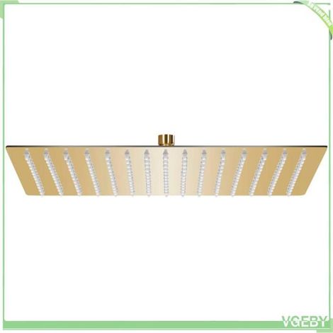 Tête de douche pluie - 147714 - Inox 40x30 cm - Rectangulaire doré - 192 buses silicone anti-calcaire (1/5)