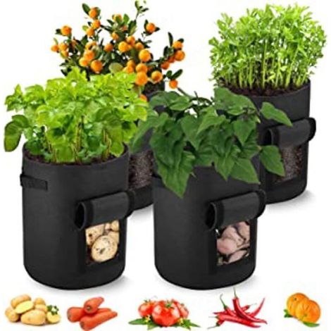 Lot De 4 Sacs De Plantation De Jardin, 10 Galons Non Tissés, Sac De Plantation De Pommes De Terre, Convient Pour Pommes De Terre,