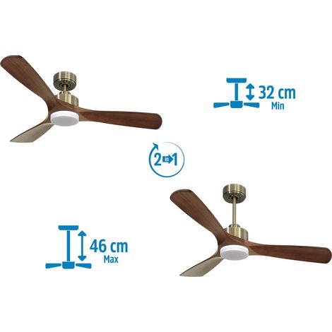 Modulo Slim de Klassfan - Ventilateur de plafond et destratificateur moteur DC chocolat et bois blanc 30 à 60 m² (1/5)