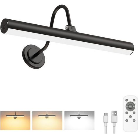 Wireless wall lamp, LED light, with remote control, USB charging, magnetic lighting, black. (1/4)