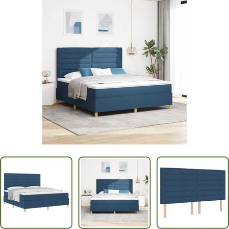 Matratze -  Boxspringbett mit Matratze mit Kopfteil Blau 180 x 200 cm Stoff (1/5)