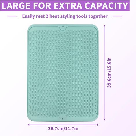 Tapis de sol extra large en silicone résistant à la chaleur, tapis chauffant avec fermeture velcro pour fer à friser, housse de voyage pour fer à friser, élastiques à cheveux (1/4)