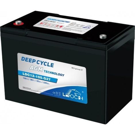 LEOCH LDC12-105-G27-T 12 V 104 ah LP SERIE BATTERIA AGM PIOMBO ACIDO