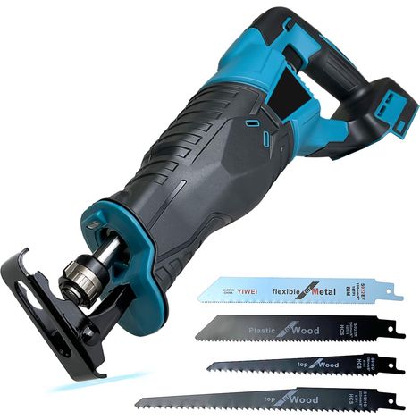 Scie alternative sans fil, moteur sans balais, vitesse variable de 0 à 3500 coups par minute, changement de lame sans outil, 4 lames de scie pour bois/métal/PVC (sans batterie) (1/5)