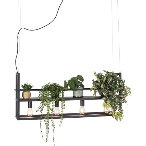 Industrial Pendant Light Black with 4-Light Rack - Cage Rack (1/5)