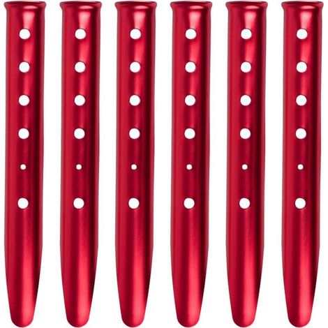 6 Pièces Piquets de Tente en Forme U en Alliage d'Aluminium 31 cm Sardines Sable Fixation (Rouge)pour Neige Plage Camping Randonnée (1/5)