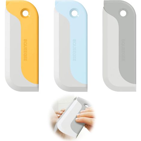 Lot de 3 petites raclettes de douche en caoutchouc souple pour pare-brise, miroir, cuisine, salle de bain, comptoir, carrelage, pare-brise de voiture, film de papier peint en vinyle