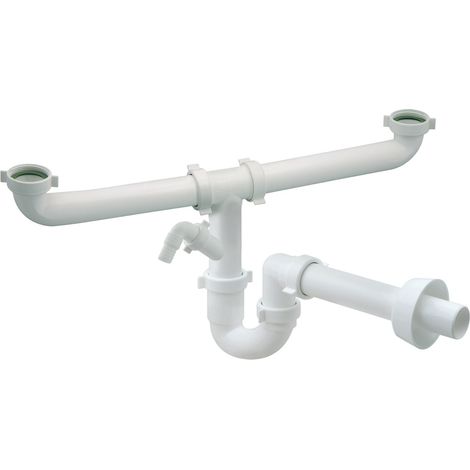 Sifone per lavello magnum 2 vie autopulente con attacco lavatrice 1" 1/2