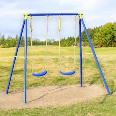 Altalena in acciaio da giardino con due posti per bambini 3-12 anni 209x142xH182 cm (1/3)