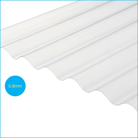 Solstice 3" PVC Corrugated Lightweight Sheeting Clear 1525mm x 762mm x 0.8mm (1/2)