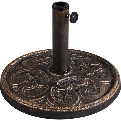 Homevive Base para sombrilla de Jardín Soporte Parasol Cemento Peso Neto 10 kg para Poste de Sombrilla 3,8/4,8CM Bronce (1/5)