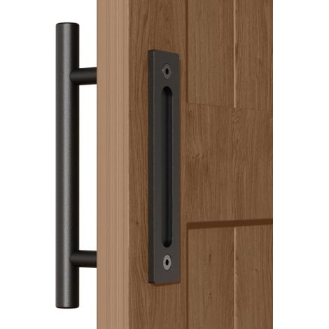 30cm Poignée de Porte Coulissante Poignée de Porte de Grange Coulissant Noir (1/5)