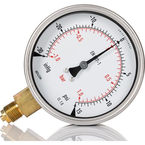 Manomètre RS PRO, -1bar à 1bar, raccord G 3/8, Ø cadran 100mm ( Prix pour 1 )