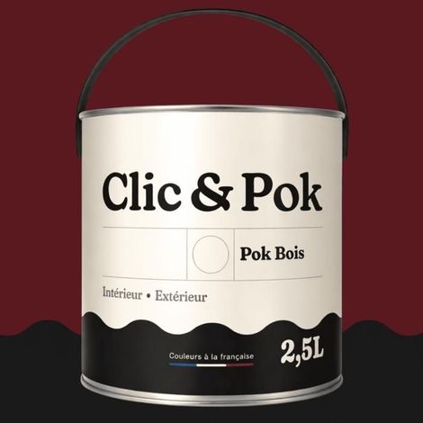 Peinture Bois Extérieur – POK BOIS - 2,5L - RAL 3005 - Rouge vin- Résistante aux intempéries - Ne s'écaille pas