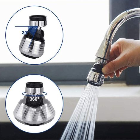 Embout De Robinet Cuisine Tête 360 ° Pivotant Economiseur D'eau Mousseur Brise Jet Adaptateur 2pcs (1/5)