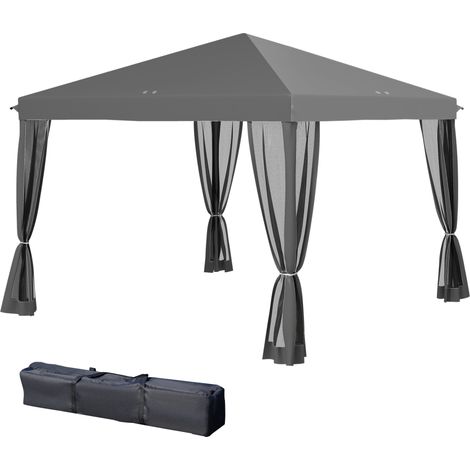 Tonnelle pop-up Barnum pliant 3x3 m 4 moustiquaires sac transport gris
