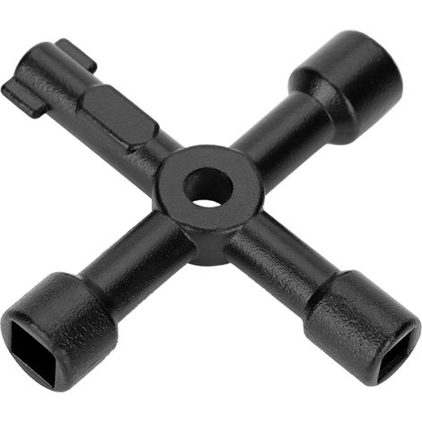 Clé en croix universelle multifonctionnelle 4 voies en alliage de zinc, outil pour plombiers et électriciens, noir (1/5)