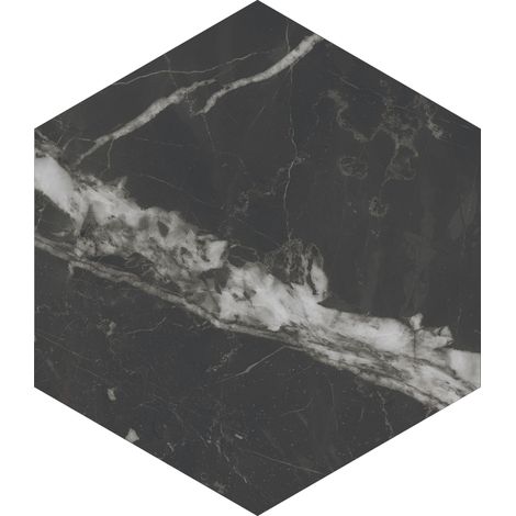 Carrelage sol / mur hexagonal effet marbre noir mate 25x21,6 cm SCULTOREA dark diamond esagonal J471  (vendu par boite de 1,17m2) (1/3)