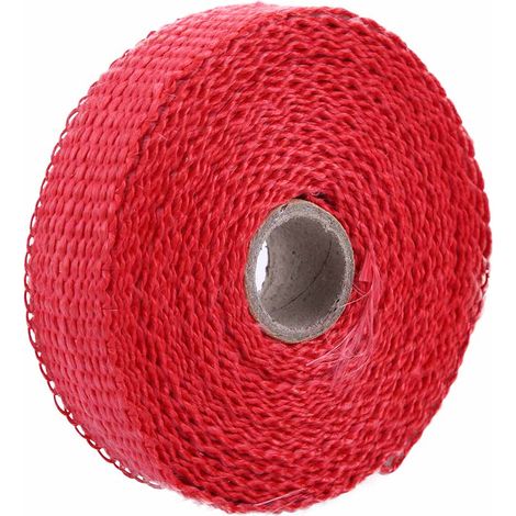 Ruban Adhésif Isolation Auto 5m, Bande Protectrice Échappement Haute Température avec 4 Colliers Inox Rouge (1/3)