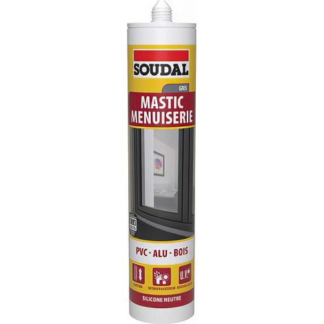 Soudal – Mastic silicone gris clair 280 ml – Pour joints de menuiserie en façade et vitrage – Lissage facile – Qualité professionnelle (1/2)