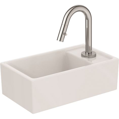 Handwaschbecken-Paket Ideal Standard Eurovit + Standventil Idealstream 370 x 120 x 210 mm, Ablage rechts - E2129AA (1/4)