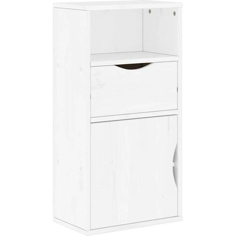 Mueble auxiliar de madera maciza de pino con gran espacio de almacenaje estilo rústico 40 x 24 x 79 cm madera blanca 020058047 (1/5)