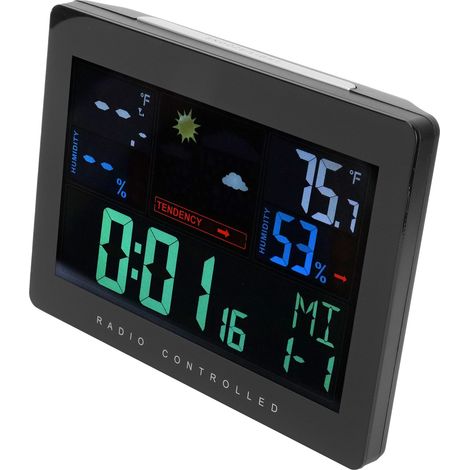 Thermomètre-hygromètre sans fil avec écran couleur et horloge météo numérique UE 230-240 V (1/5)
