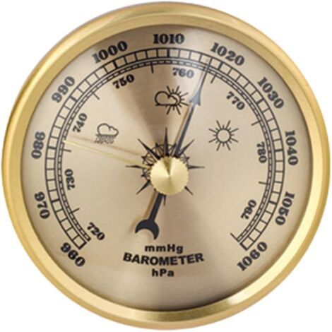 Baromètre anéroïde 70 mm Cadre en métal Manomètre barométrique Portable Manomètre de Pression d'air pour la Plantation Maison Navigation de Plaisance, Or (1/4)