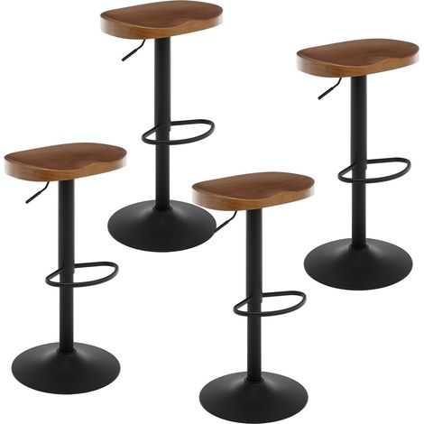 WOLTU 4x taburetes de bar de madera maciza, Marrone