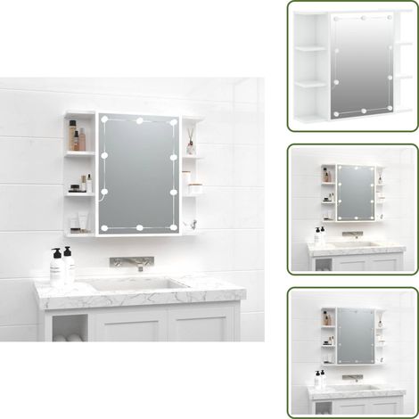 Armoire à miroir avec LED Blanc brillant 70x16,5x60 cm - Armoire À Miroir - Meuble Salle De Bain - Éclairage Led - Rangement Cosmétiques - Vanity Table (1/5)