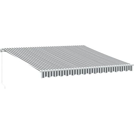 Store banne manuel rétractable, gris anthracite et blanc, 400 x 350 cm (1/5)