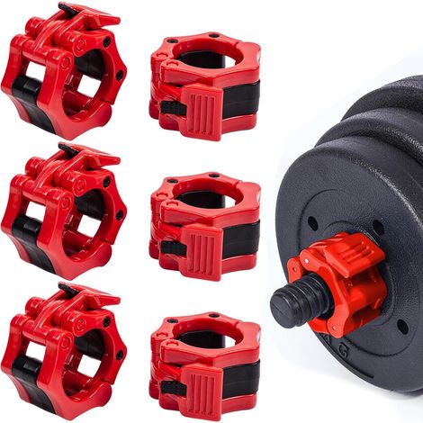 Bague de Serrage Haltère 30mm, 6 Pièces Pinces à Haltères à Dégagement Rapide avec Verrouillage, Colliers de Barre Stop Disque en 3 Couleurs pour haltérophilie Musculation Cross Training (1/5)