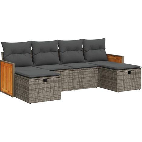 Maison Exclusive - 6-tlg. Garten-Sofagarnitur mit Kissen Grau Pol